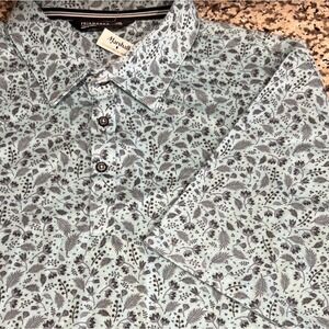 New 7Diamonds Meridian Polo Shirt Mens Sea Foam Floral Performance XXL